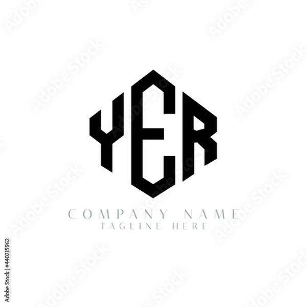 Fototapeta YER letter logo design with polygon shape. YER polygon logo monogram. YER cube logo design. YER hexagon vector logo template white and black colors. YER monogram, YER business and real estate logo. 