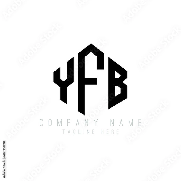 Fototapeta YFB letter logo design with polygon shape. YFB polygon logo monogram. YFB cube logo design. YFB hexagon vector logo template white and black colors. YFB monogram, YFB business and real estate logo. 