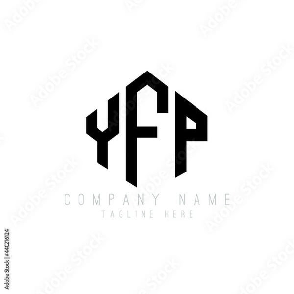 Fototapeta YFP letter logo design with polygon shape. YFP polygon logo monogram. YFP cube logo design. YFP hexagon vector logo template white and black colors. YFP monogram, YFP business and real estate logo. 