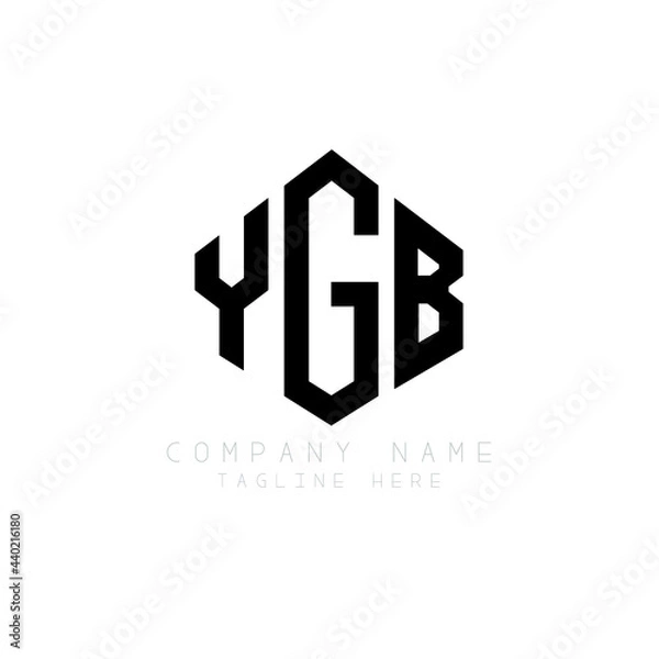 Fototapeta YGB letter logo design with polygon shape. YGB polygon logo monogram. YGB cube logo design. YGB hexagon vector logo template white and black colors. YGB monogram, YGB business and real estate logo. 