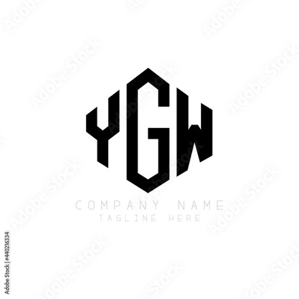 Fototapeta YGW letter logo design with polygon shape. YGW polygon logo monogram. YGW cube logo design. YGW hexagon vector logo template white and black colors. YGW monogram, YGW business and real estate logo. 