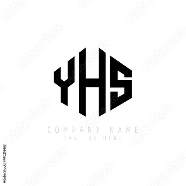 Fototapeta YHS letter logo design with polygon shape. YHS polygon logo monogram. YHS cube logo design. YHS hexagon vector logo template white and black colors. YHS monogram, YHS business and real estate logo. 
