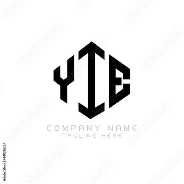 Fototapeta YIE letter logo design with polygon shape. YIE polygon logo monogram. YIE cube logo design. YIE hexagon vector logo template white and black colors. YIE monogram, YIE business and real estate logo. 