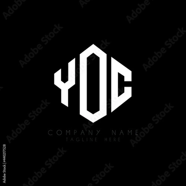 Fototapeta YOC letter logo design with polygon shape. YOC polygon logo monogram. YOC cube logo design. YOC hexagon vector logo template white and black colors. YOC monogram, YOC business and real estate logo. 