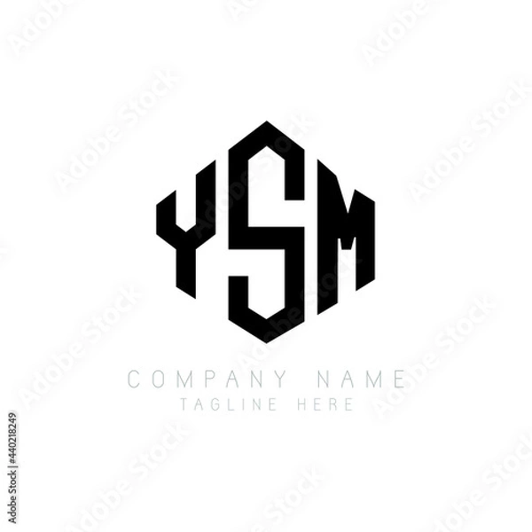 Fototapeta YSM letter logo design with polygon shape. YSM polygon logo monogram. YSM cube logo design. YSM hexagon vector logo template white and black colors. YSM monogram, YSM business and real estate logo. 