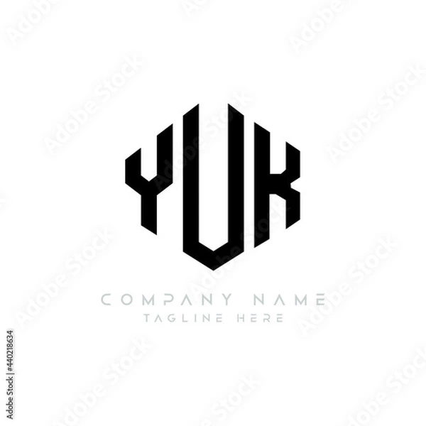 Fototapeta YUK letter logo design with polygon shape. YUK polygon logo monogram. YUK cube logo design. YUK hexagon vector logo template white and black colors. YUK monogram, YUK business and real estate logo. 