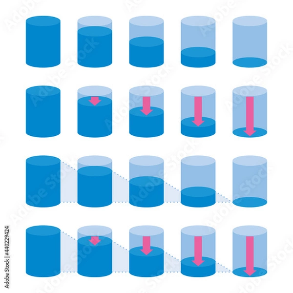 Obraz 減少する棒グラフ（円柱）のイラスト