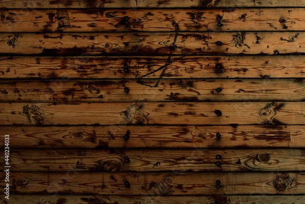 Fototapeta Rusty old wood wall background. Old painted wall texture. Rough dirty wood surface. Texture of wooden planks. Rustic background. Wid texture. Brown grunge background. Vintage wood floor