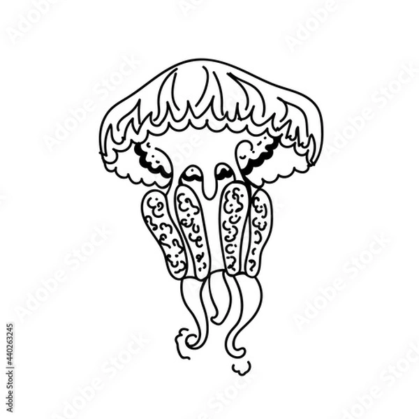 Obraz Jellyfish in minimalism style. Outline logo for use in packaging design, web and mobile applications.