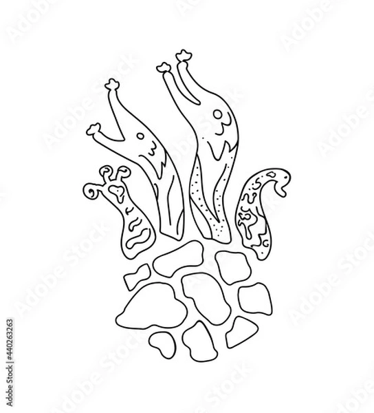 Obraz Cartoon underwater monster. Ribbon-eel in minimalism style. Outline logo  for use in packaging design, web and mobile applications.