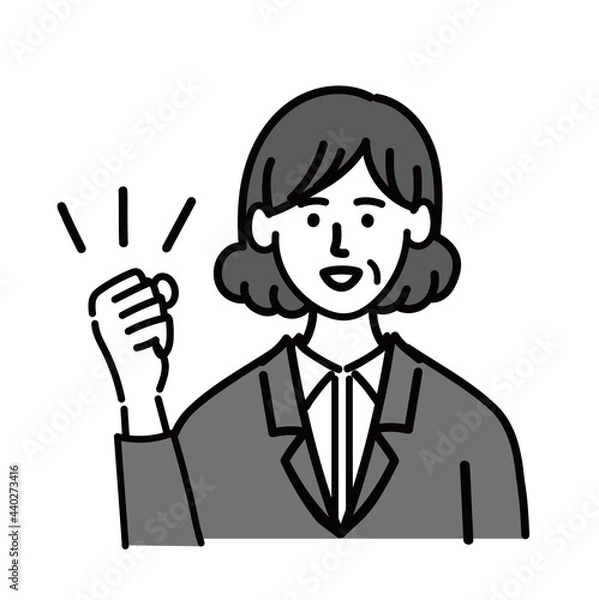 Fototapeta 女性　ミドルエイジ 　ベクター　ポップ　ガッツポーズ
