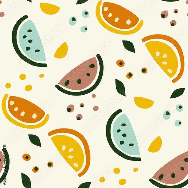 Obraz Seamless pattern with fruit slices