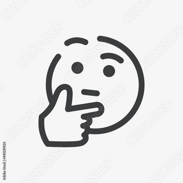 Fototapeta Thinking Face Emoji Flat Vector Icon