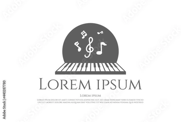 Fototapeta Piano with Music Tone for Course Lesson Logo Design Vector