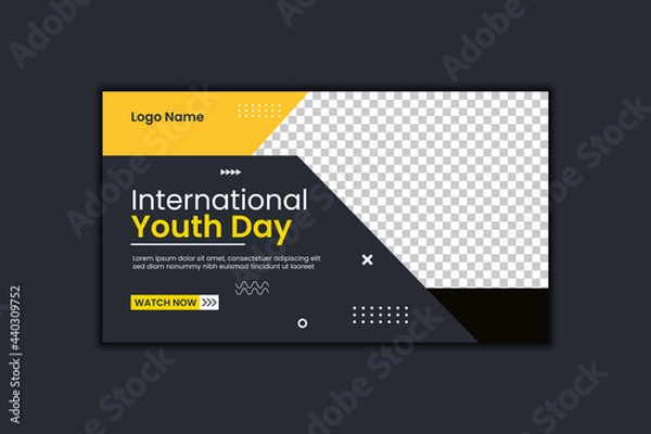 Obraz International Youth day Youtube Thumbnail Design and Web Banner