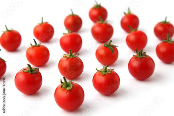Obraz 並べた プチトマト ミニトマト 野菜 白背景
