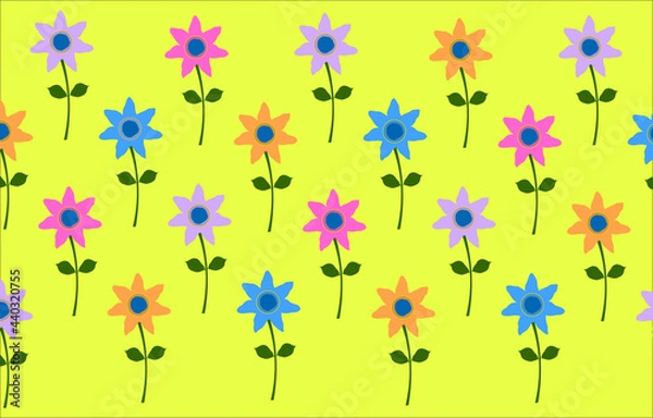 Obraz Colorful cute simple flowers  pattern