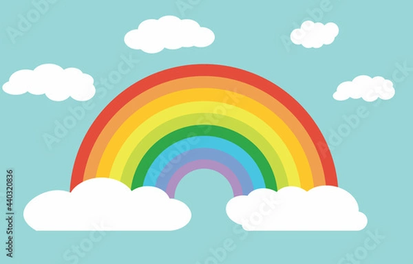 Obraz Colofrul RinbowOver Pink Sky, Clouds And Rinbow Background