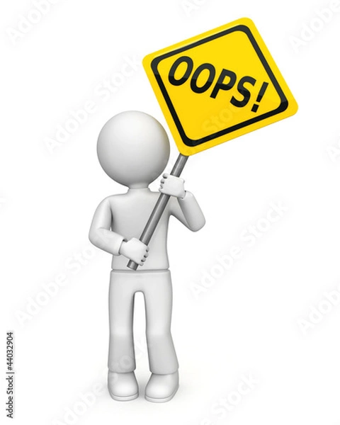 Obraz Cartoon figure with oops! sign