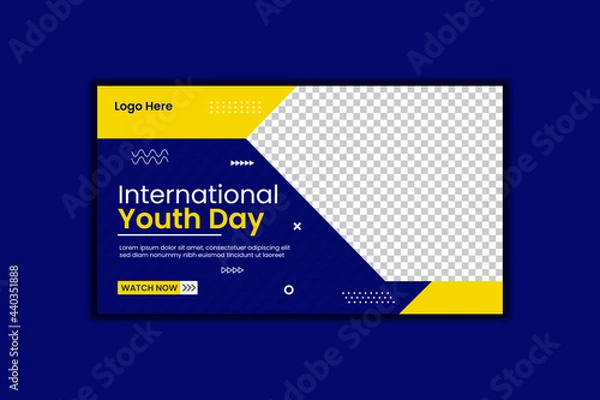 Obraz International Youth Day Youtube Thumbnail Template Design and Web Banner