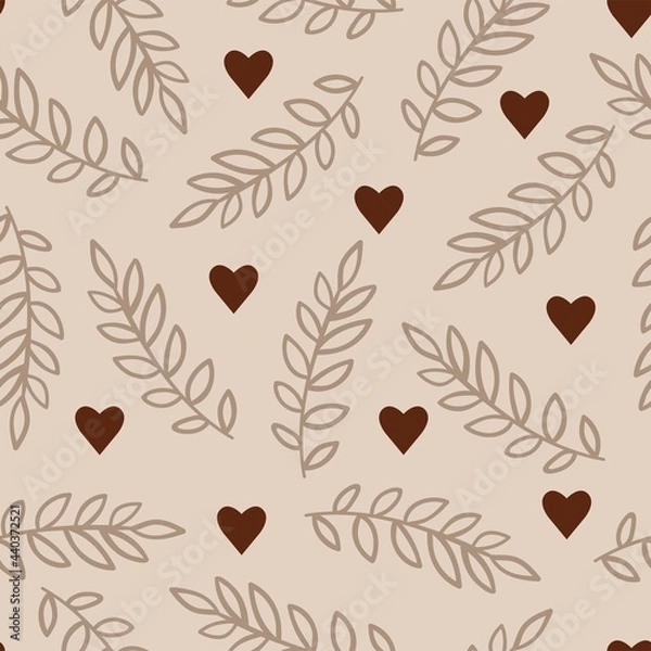 Obraz Pink small heart icon seamless pattern minimal Happy Valentine's Day card heart background Cute romantic seamless pattern Elegant pattern with branches Twigs