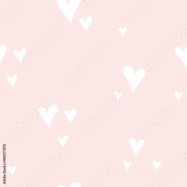 Obraz Seamless pattern heart on pink background. Hand draw doodle heart. Vector illustration.
