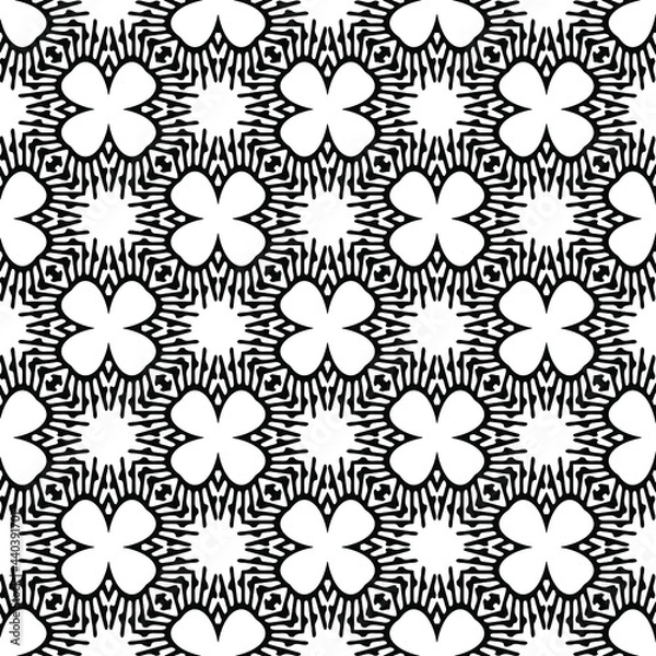 Fototapeta  seamless floral pattern background.Geometric ornament for wallpapers and backgrounds. Black and white pattern. 