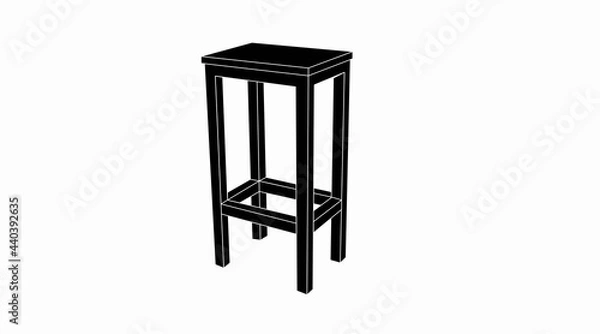 Fototapeta Vector Isolated Illustration of a Bar of Kitchen Wooden Stool