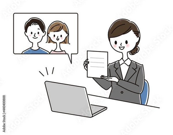 Fototapeta オンラインで接客する女性スタッフ