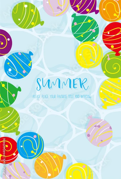 Fototapeta 夏をイメージさせる水ヨーヨーのイラストの背景素材