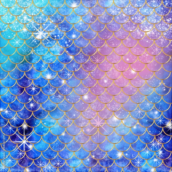 Obraz cool colorful mermaid background digital paper 