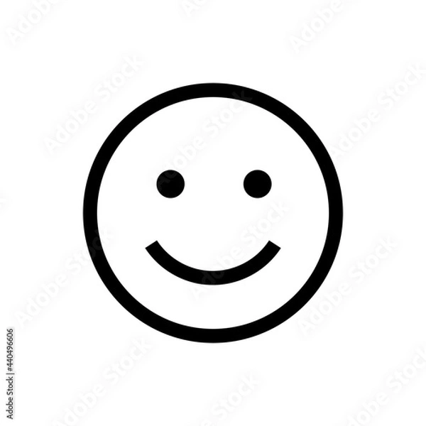 Fototapeta Happy face black and white. smiley face emoji vector isolated on white background