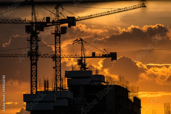 Obraz construction site at sunset