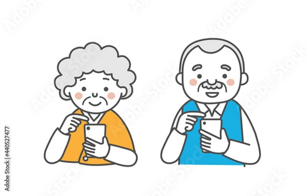 Fototapeta おじいさんとおばあさんのイラスト