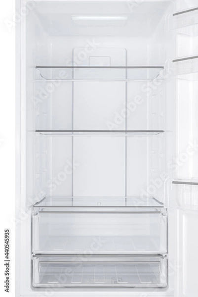 Obraz Refrigerator Isolated on White Background. Modern Kitchen and Domestic Major Appliances