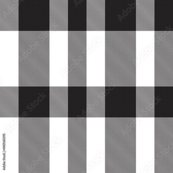 Fototapeta Black and White Asymmetric Plaid textured Seamless Pattern