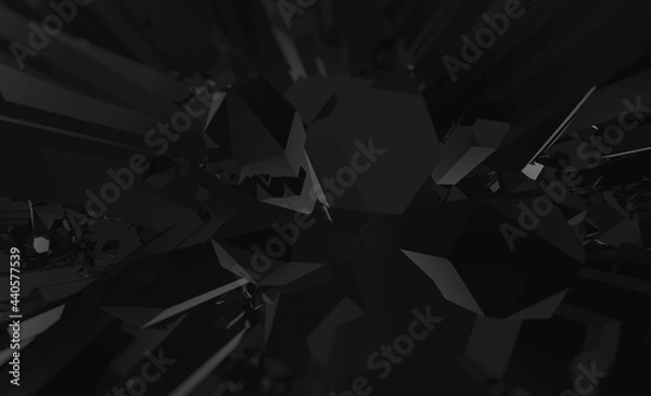 Fototapeta Abstract geometric polygonal triangular background, 3D Low Poly Dark Background