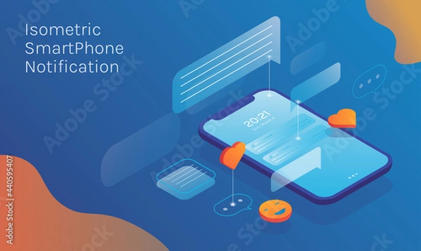Obraz Clean and Modern isometric smartphone notifications