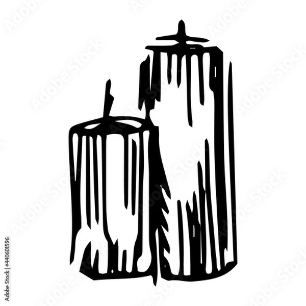 Fototapeta Candles drawn by hand on a white background, in the style of a sketch.