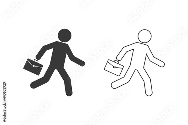 Fototapeta Business icon set vector illustration of a businessman running with briefcase, business, energetic, dynamic concept