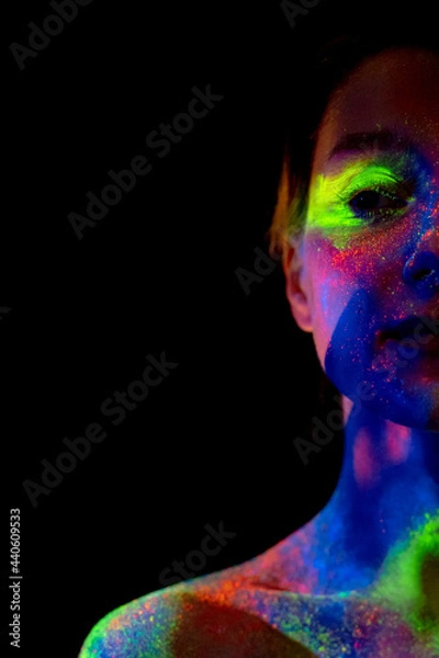 Fototapeta  beautiful space neon model in space style