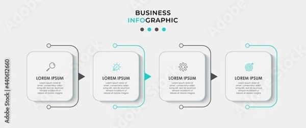 Obraz Vector Infographic design business template with icons and 4 options or steps. Can be used for process diagram, presentations, workflow layout, banner, flow chart, info graph