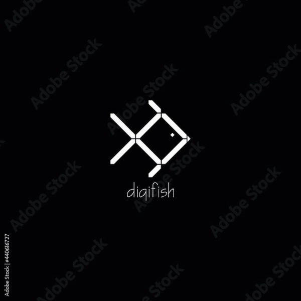 Obraz White digital fish logo vector design