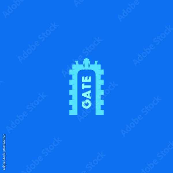 Obraz Castle gate vector logo design with blue background