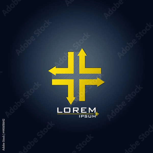 Obraz Yellow gradient plus design with arrows