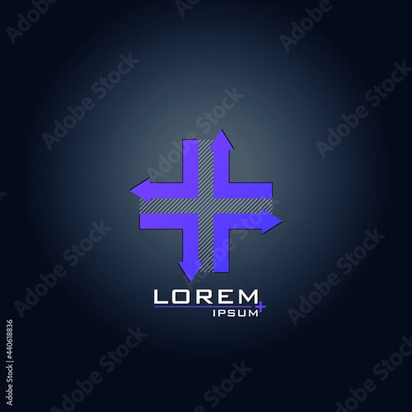 Obraz Purple gradient plus design with arrows