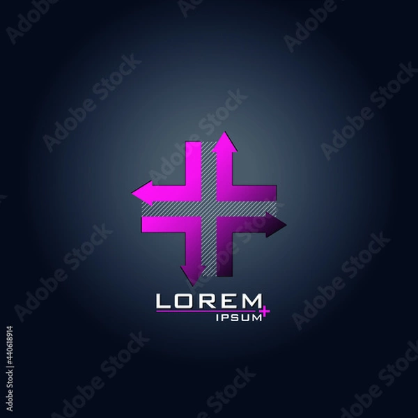 Obraz Pink gradient plus design with arrows