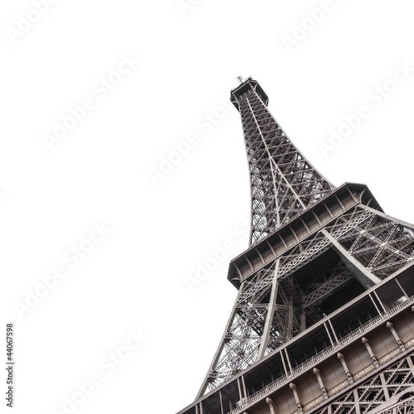 Obraz Eiffel Tower from bottom isolated on white background