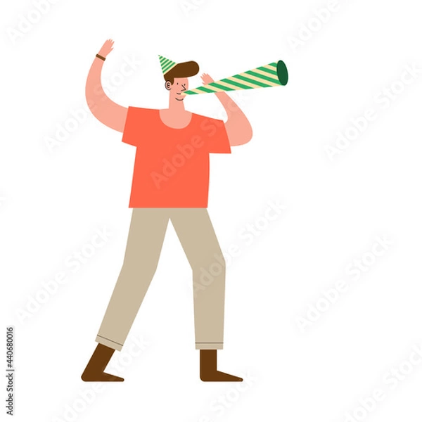 Fototapeta man with party cornet