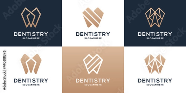 Obraz Collection of dental logo template. Creative icon with geometric shape logo set.